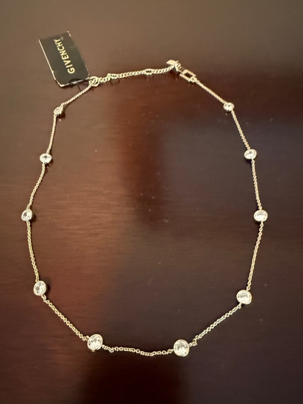 Givenchy Gold-Tone Crystal Station Necklace - Clear Crystal